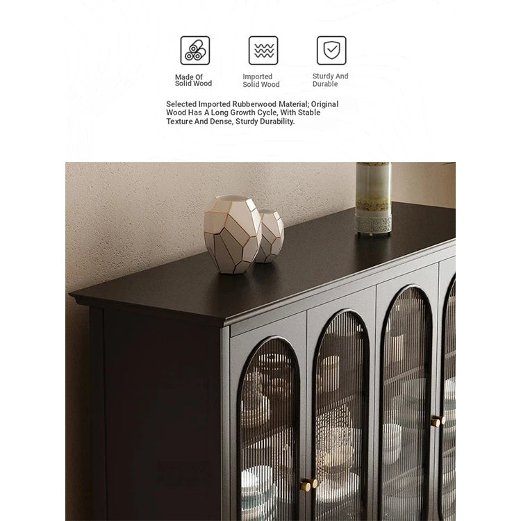 Elegant Glass Cabinet with Sleek Black Finish - Modern Storage Solution for Home Décor fvp-4595