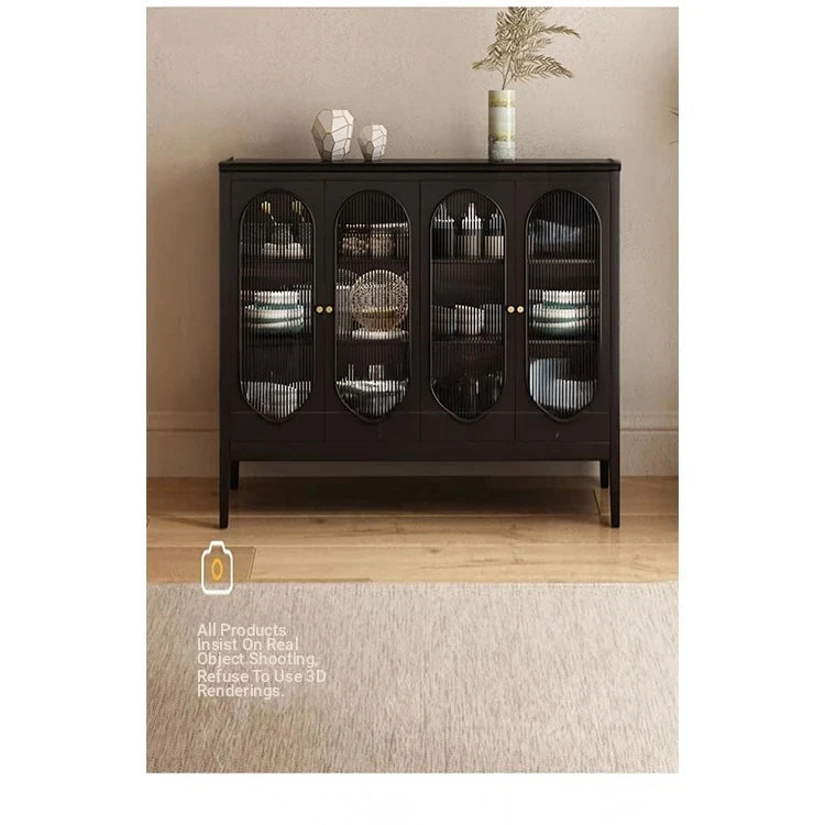 Elegant Glass Cabinet with Sleek Black Finish - Modern Storage Solution for Home Décor fvp-4595