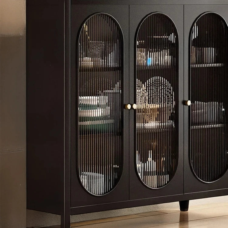 Elegant Glass Cabinet with Sleek Black Finish - Modern Storage Solution for Home Décor fvp-4595