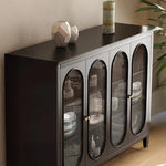 Elegant Glass Cabinet with Sleek Black Finish - Modern Storage Solution for Home Décor fvp-4595