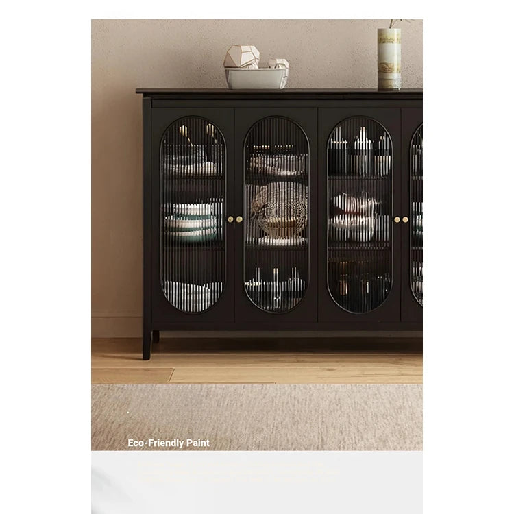 Elegant Glass Cabinet with Sleek Black Finish - Modern Storage Solution for Home Décor fvp-4595