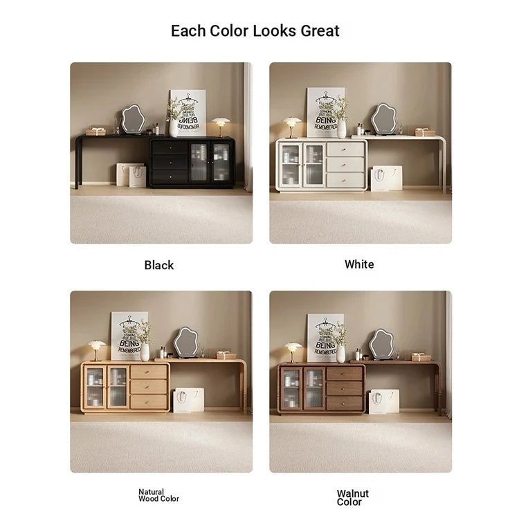 Stylish Black Glass-Cabinet with Three Spacious Drawers – Ultimate Storage Solution! fvp-4596
