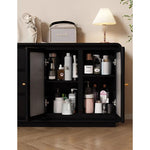 Stylish Black Glass-Cabinet with Three Spacious Drawers – Ultimate Storage Solution! fvp-4596
