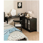 Stylish Black Glass-Cabinet with Three Spacious Drawers – Ultimate Storage Solution! fvp-4596