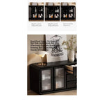 Stylish Black Glass-Cabinet with Three Spacious Drawers – Ultimate Storage Solution! fvp-4596