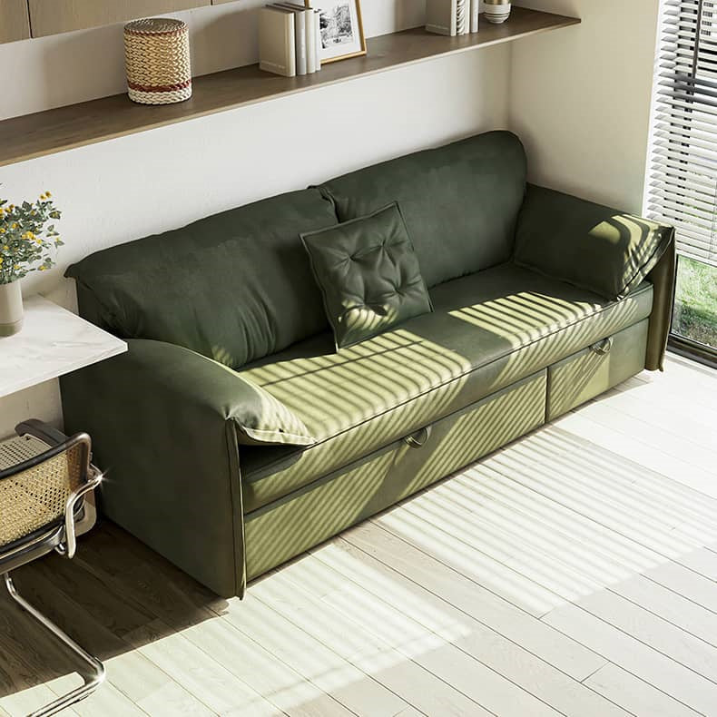 Luxury Green Suede Sofa with Elegant Pine Wood Frame fwlp-932