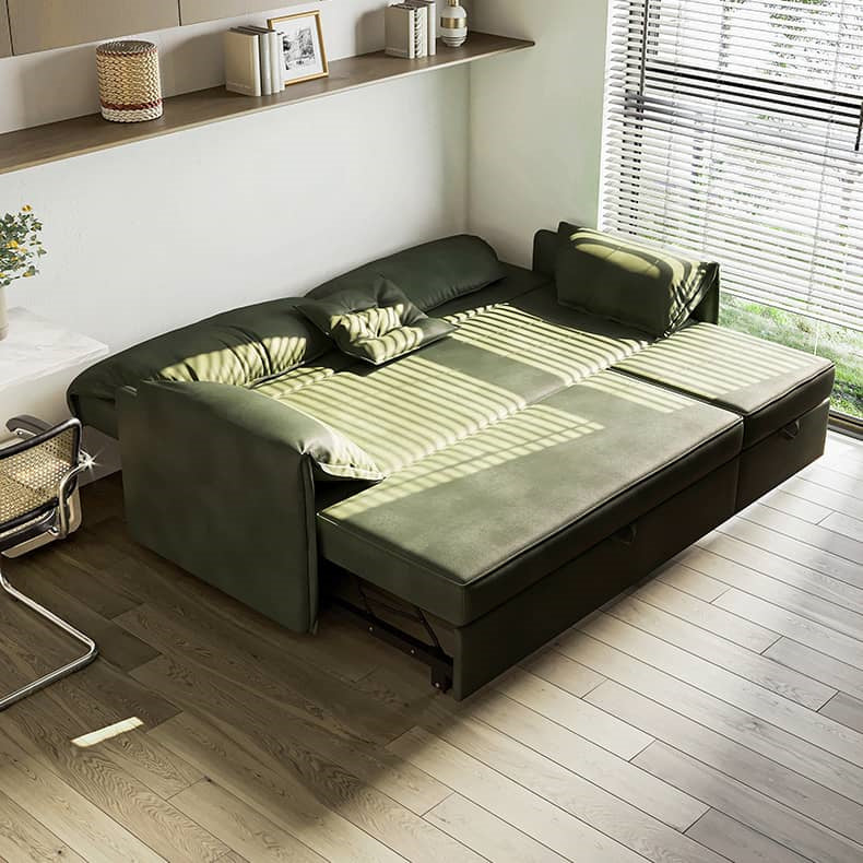 Luxury Green Suede Sofa with Elegant Pine Wood Frame fwlp-932