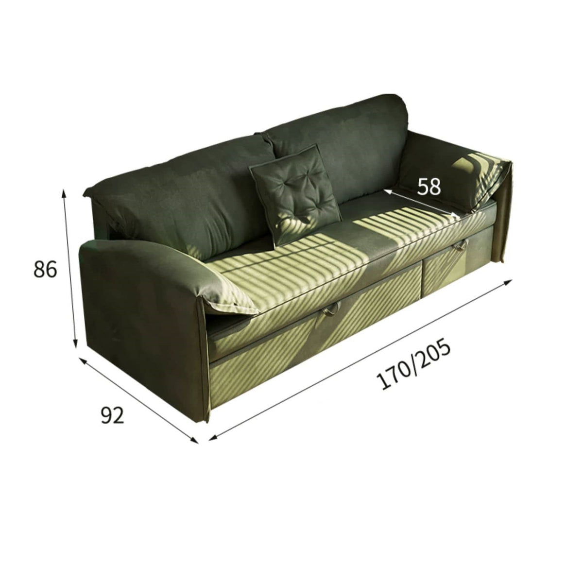 Luxury Green Suede Sofa with Elegant Pine Wood Frame fwlp-932