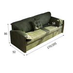 Luxury Green Suede Sofa with Elegant Pine Wood Frame fwlp-932