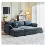 Modern Gray Faux Leather Sofa with Pine Wood Frame fwlp-933