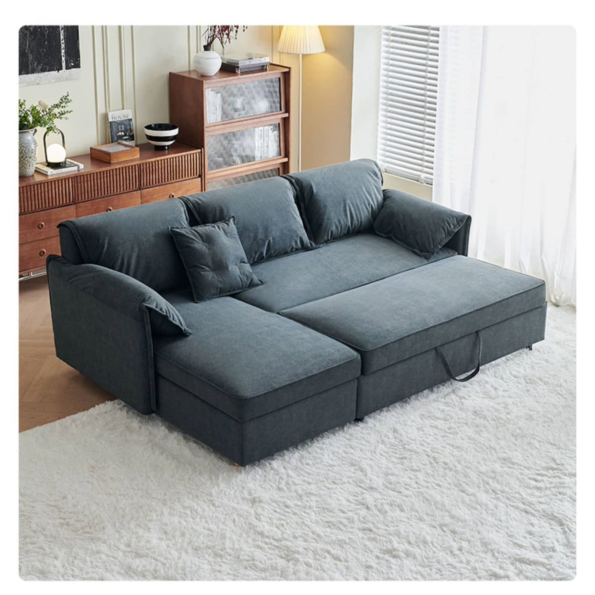 Modern Gray Faux Leather Sofa with Pine Wood Frame fwlp-933