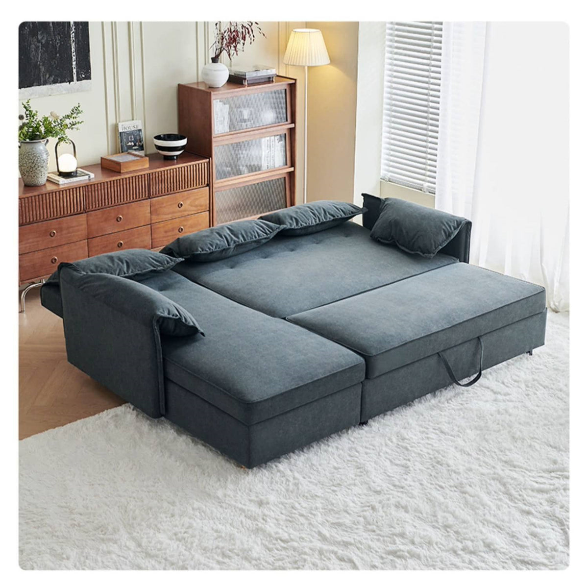 Modern Gray Faux Leather Sofa with Pine Wood Frame fwlp-933