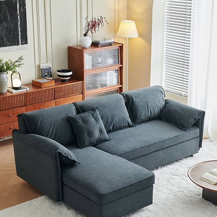 Modern Gray Faux Leather Sofa with Pine Wood Frame fwlp-933