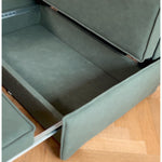 Elegant Green Faux Leather Sofa with Solid Wood Frame fwlp-936