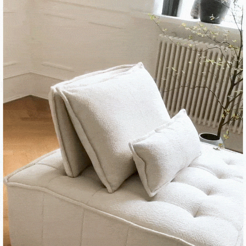 Luxurious White Solid Wood Sofa with Plush Goose Down Cushions fwlp-937