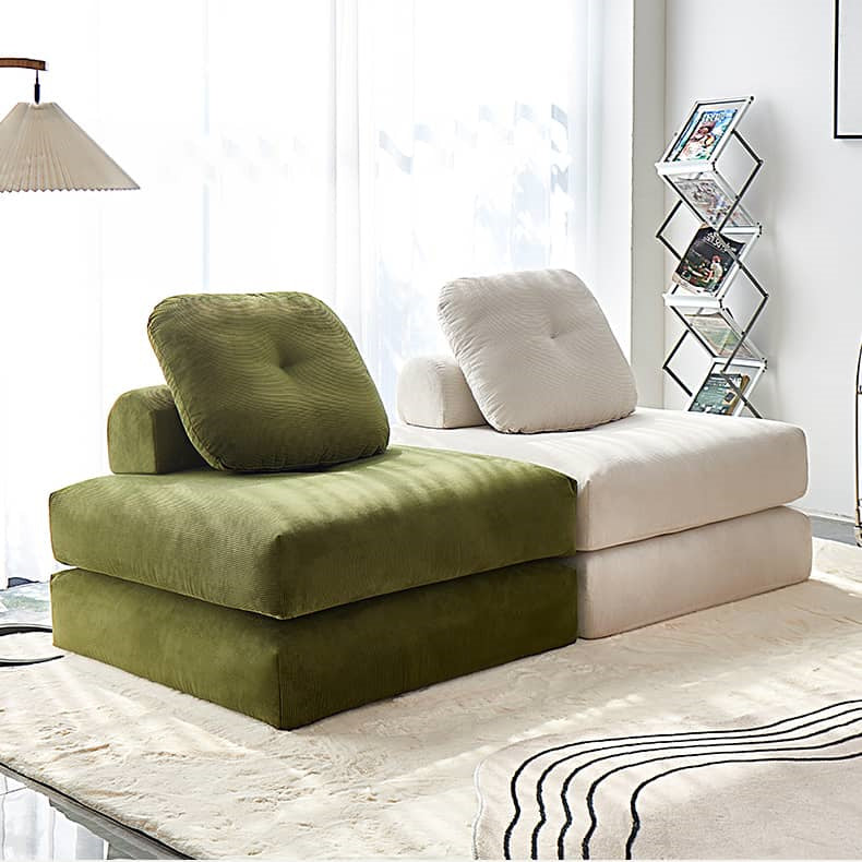 Cozy Down-Filled Corduroy Sofa in Beige, Red, and Green fwlp-938