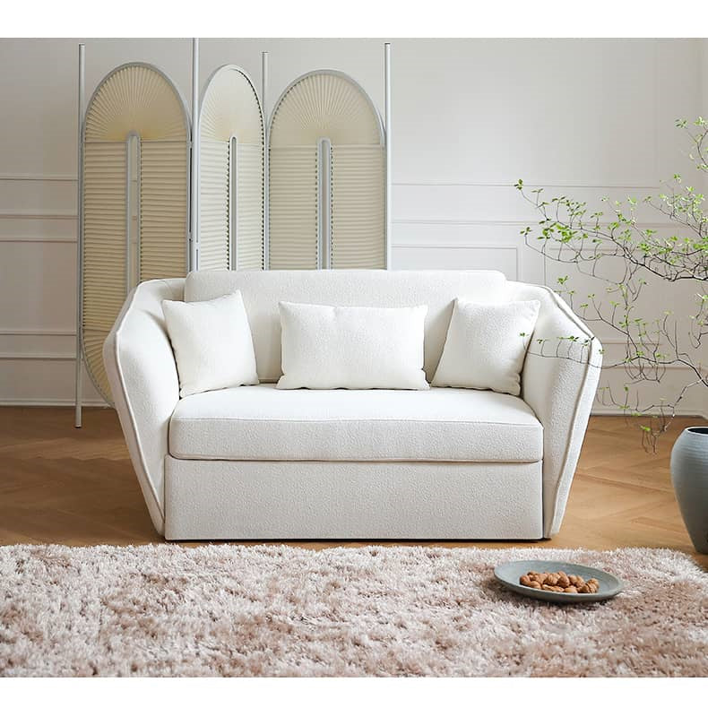 Beige Solid Wood Sofa - Elegant and Durable Living Room Furniture fwlp-941