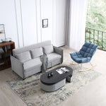 Chic Light Gray Blue Sofa - Solid Wood Frame & Premium Leathaire Upholstery fwlp-944