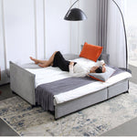 Chic Light Gray Blue Sofa - Solid Wood Frame & Premium Leathaire Upholstery fwlp-944