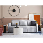 Chic Light Gray Blue Sofa - Solid Wood Frame & Premium Leathaire Upholstery fwlp-944