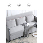 Chic Light Gray Blue Sofa - Solid Wood Frame & Premium Leathaire Upholstery fwlp-944