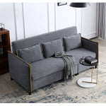 Chic Light Gray Blue Sofa - Solid Wood Frame & Premium Leathaire Upholstery fwlp-944