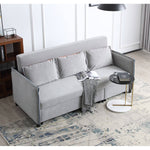 Chic Light Gray Blue Sofa - Solid Wood Frame & Premium Leathaire Upholstery fwlp-944