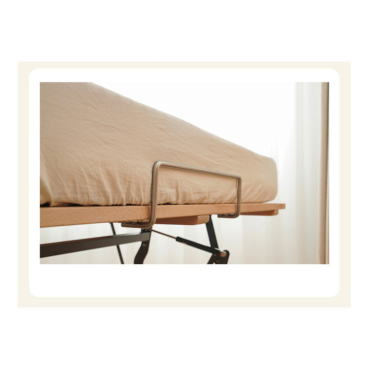 Elegant Beech Wood Bed Frame - Natural Finish with Sturdy Metal Accents fxgmz-582