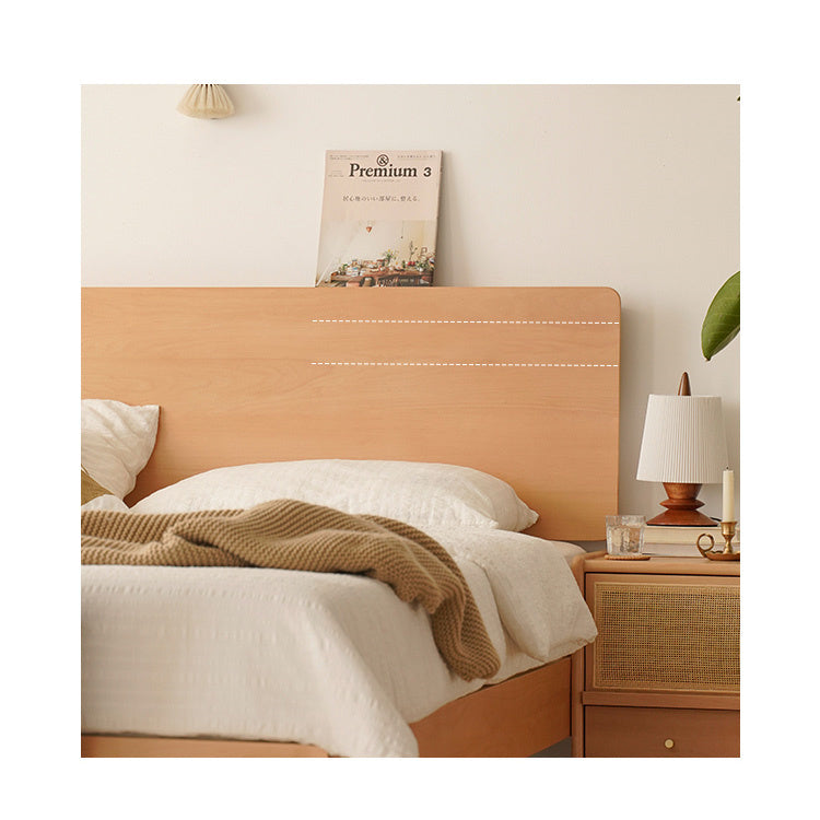 Natural Beech Wood Bed Frame with Metal Accents - Stylish and Durable Bedroom Furniture fxgmz-586