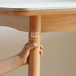 Elegant White Natural Wood Dining Table with Durable Sintered Stone Top & Sturdy Beech Wood Multi-Layer Board fxgmz-598