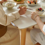 Elegant White Natural Wood Dining Table with Durable Sintered Stone Top & Sturdy Beech Wood Multi-Layer Board fxgmz-598