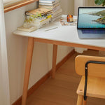 Elegant White Natural Wood Dining Table with Durable Sintered Stone Top & Sturdy Beech Wood Multi-Layer Board fxgmz-598