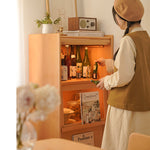 Stunning Natural Beech Wood Cabinet with Glass Shelves – Multi-Layer Durability for Modern Homes fxgmz-609