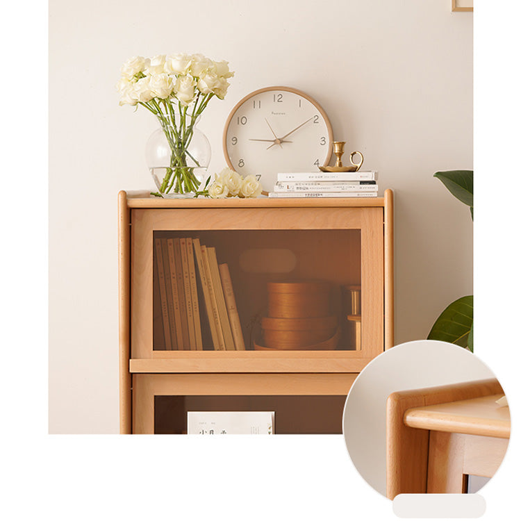 Stunning Natural Beech Wood Cabinet with Glass Shelves – Multi-Layer Durability for Modern Homes fxgmz-609
