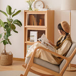 Stunning Natural Beech Wood Cabinet with Glass Shelves – Multi-Layer Durability for Modern Homes fxgmz-609