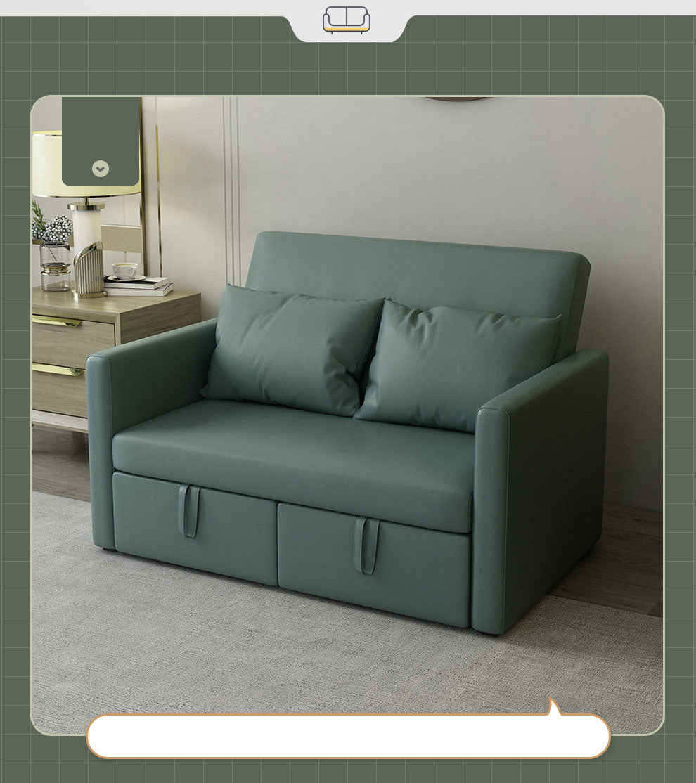 Stylish Techno Fabric Sofa Bed - Off White, Gray, Green, Blue with Dark Wood Finish fxgz-277