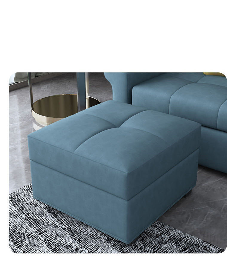 Modern Techno Fabric Sofa Bed in Blue, Light Gray, Dark Yellow, Brown, and Pink with Wood Accents fxgz-278