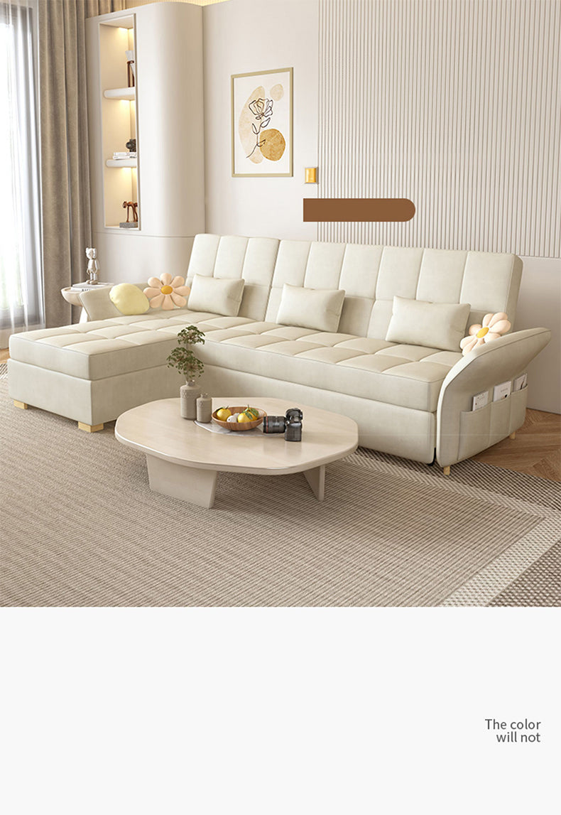 Luxurious Multi-Color Techno Fabric Sofa Bed - Off White, Gray, Brown, Green, Blue & Brick Red Options fxgz-279