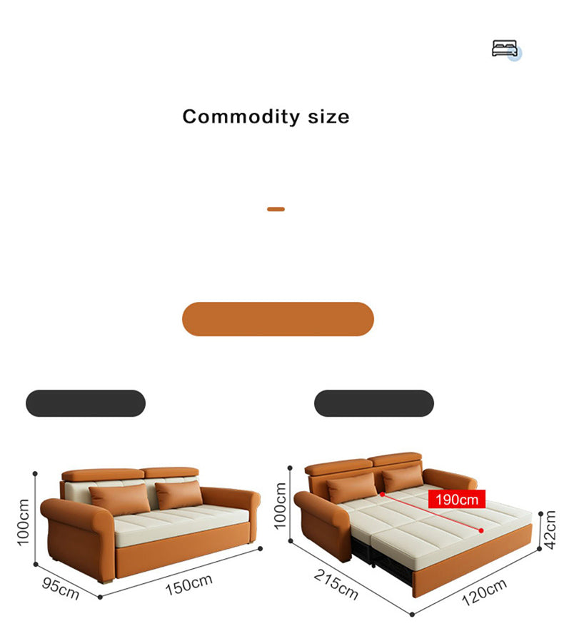 Stylish Multi-Color Techno Fabric Sofa Bed - Orange, Brown, Blue, Green, Black & Gray with Wood Accents fxgz-291