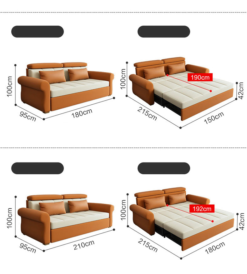 Stylish Multi-Color Techno Fabric Sofa Bed - Orange, Brown, Blue, Green, Black & Gray with Wood Accents fxgz-291