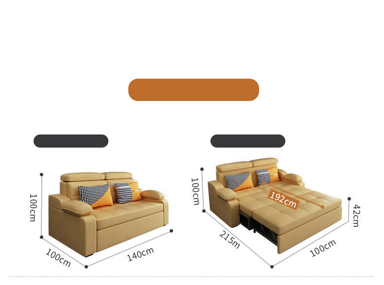 Stylish Multi-Color Sofa Bed: Yellow, Orange, Dark Gray & Off White with Brown Wood Techno Fabric fxgz-292