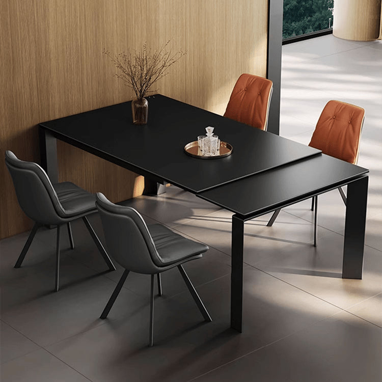 Elegant Black Matte Table with Stunning White Marble Top fxj-679