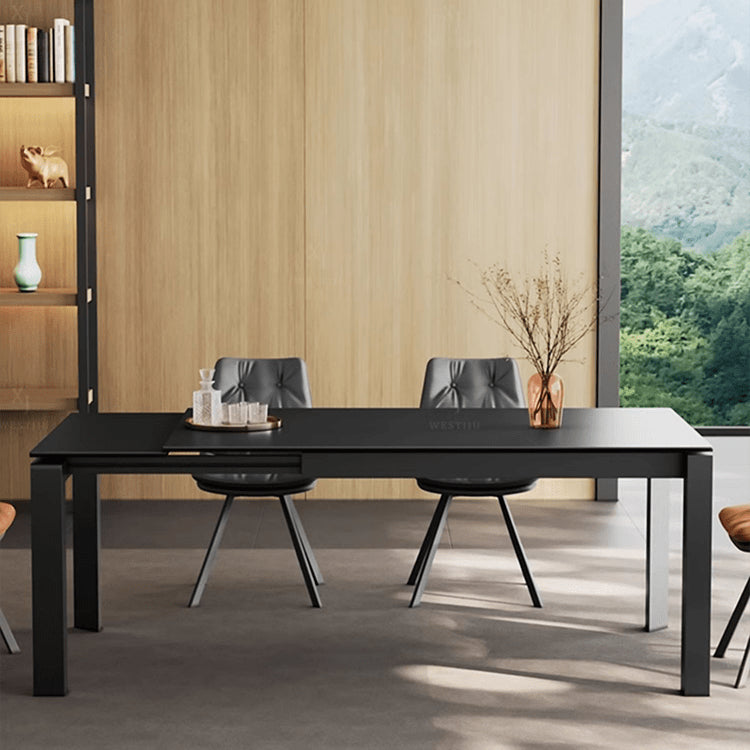 Elegant Black Matte Table with Stunning White Marble Top fxj-679