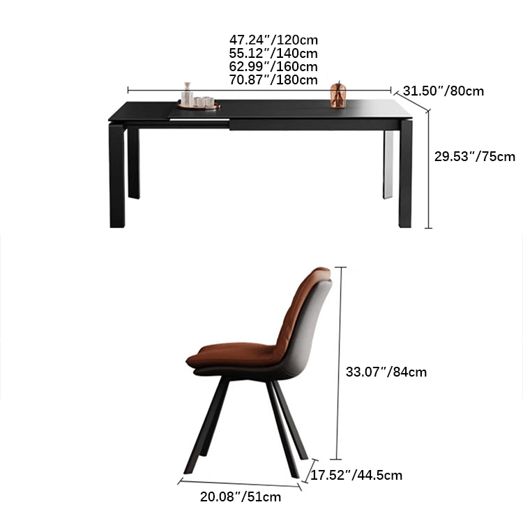 Elegant Black Matte Table with Stunning White Marble Top fxj-679