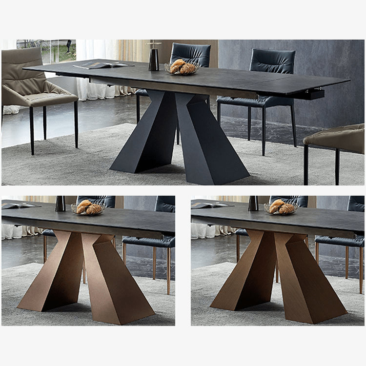 Stylish Grey Matte Finish Table with Elegant Black & White Marble Top fxj-681