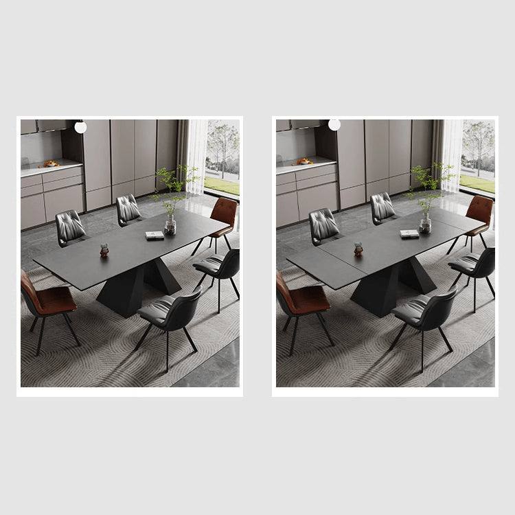 Stylish Grey Matte Finish Table with Elegant Black & White Marble Top fxj-681