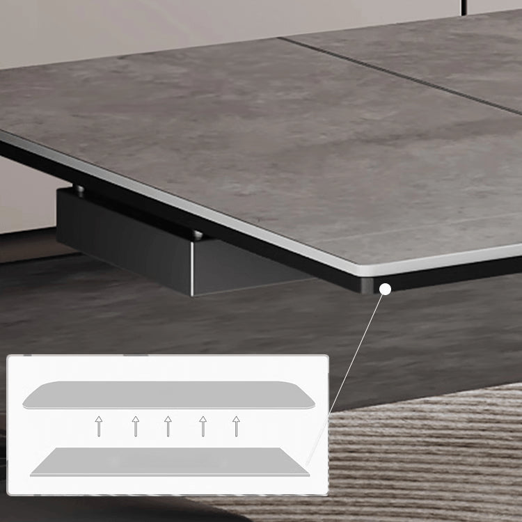 Stylish Grey Matte Finish Table with Elegant Black & White Marble Top fxj-681