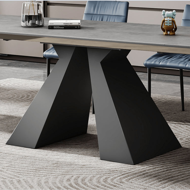 Stylish Grey Matte Finish Table with Elegant Black & White Marble Top fxj-681