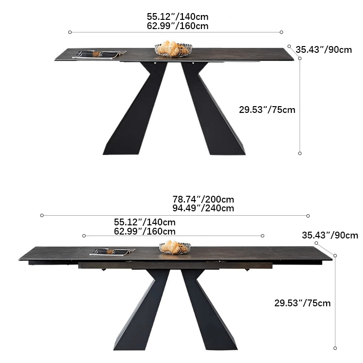 Stylish Grey Matte Finish Table with Elegant Black & White Marble Top fxj-681