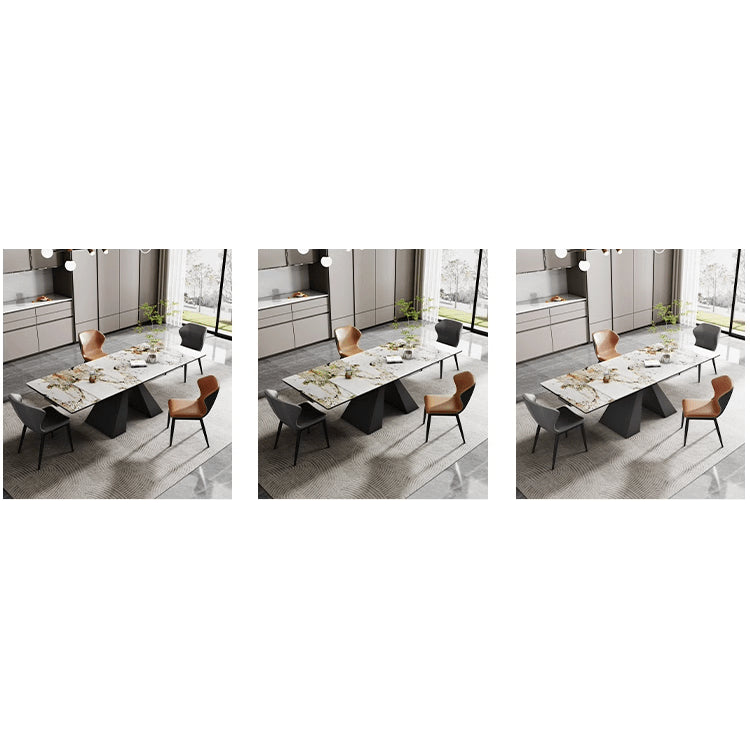 Stylish Grey Matte Finish Table with Elegant Black & White Marble Top fxj-681